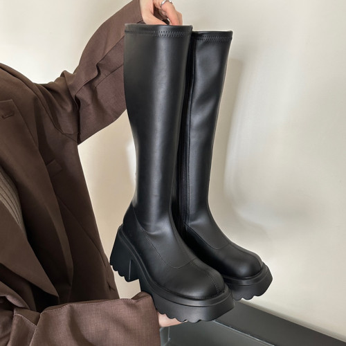 小個子增高彈力短靴女秋冬新款防水台厚底高筒靴不過膝顯瘦腿長靴 小個子增高彈力短靴女秋冬新款防水台厚底高筒靴不過膝顯瘦腿長靴