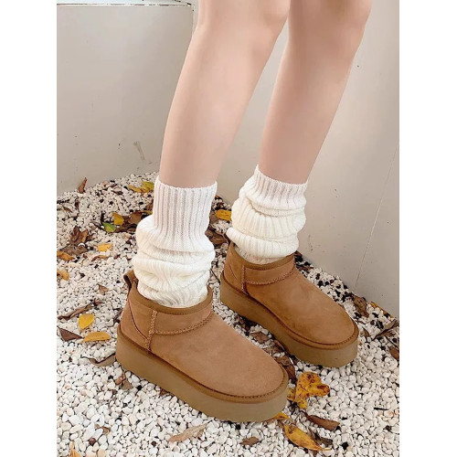 河南桑坡村皮毛一體雪地靴女款2025年新款冬季周冬雨同款加絨厚底