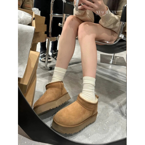 河南桑坡村皮毛一體雪地靴女款2025年新款冬季周冬雨同款加絨厚底