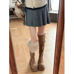 厚底皮帶釦過膝長靴女2026春季新款加絨保暖顯瘦增高騎士靴時裝靴