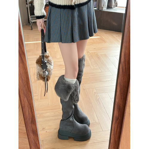 厚底皮帶釦過膝長靴女2026春季新款加絨保暖顯瘦增高騎士靴時裝靴 厚底皮帶釦過膝長靴女2026春季新款加絨保暖顯瘦增高騎士靴時裝靴