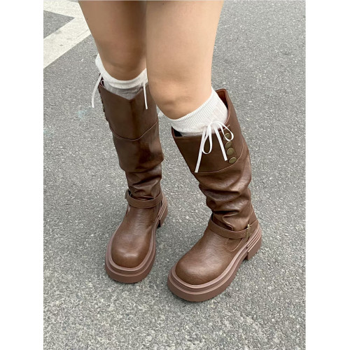 黑色高筒靴子夏季厚底長筒靴女2026新款顯瘦增高小個子粗腿騎士靴