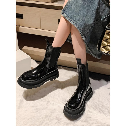 Tavi原創!2024新款真皮小個子中筒靴圓頭菸筒靴短靴厚底切爾西靴 Tavi原創!2024新款真皮小個子中筒靴圓頭菸筒靴短靴厚底切爾西靴