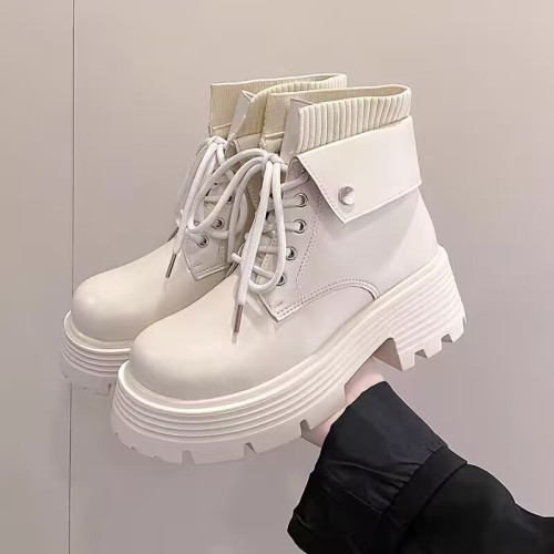 英倫風馬丁靴女款秋冬季加絨靴子2025年新款厚底增高短靴保暖棉鞋