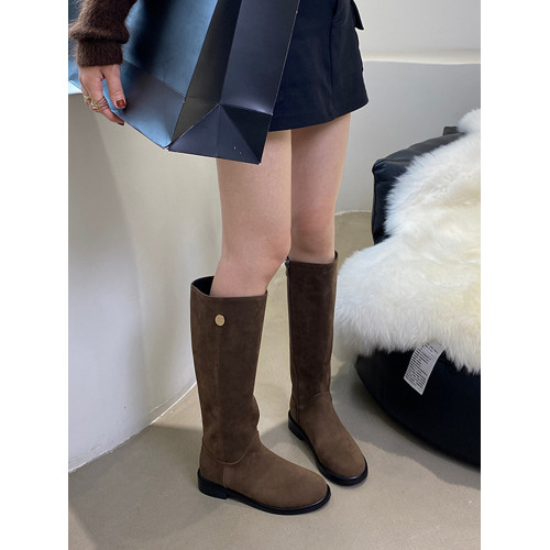 長靴女2025秋冬新款女靴圓頭靴子高筒靴不過膝長筒靴粗跟騎士靴