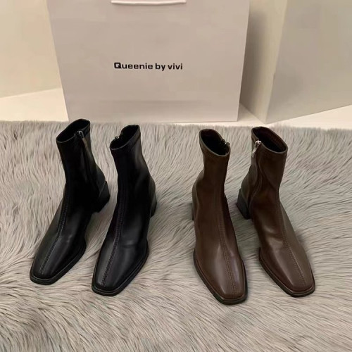 高級感高跟鞋白色馬丁短靴法式小踝靴秋季加絨新款瘦瘦靴女靴子