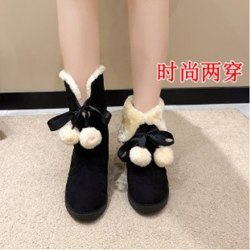 前毛球女鞋兩穿靴子女加絨棉鞋冬季中筒女靴低跟中跟雪地靴保暖鞋 前毛球女鞋兩穿靴子女加絨棉鞋冬季中筒女靴低跟中跟雪地靴保暖鞋