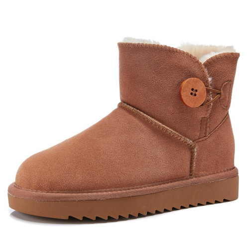 2025新款真牛皮雪地靴女皮毛一體防滑女鞋冬季短筒靴子加絨女棉鞋