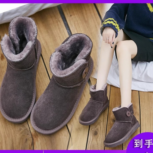 2025新款真牛皮雪地靴女皮毛一體防滑女鞋冬季短筒靴子加絨女棉鞋