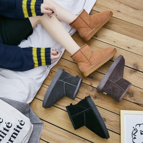 2025新款真牛皮雪地靴女皮毛一體防滑女鞋冬季短筒靴子加絨女棉鞋