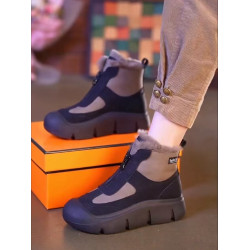 真皮加絨棉鞋雪地靴女2026冬季新款厚底高幫鞋輕便軟底側拉鍊短靴