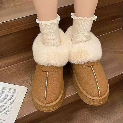 厚底雪地靴女2026秋冬新款加絨加厚東北大棉鞋一腳蹬麵包毛毛鞋子