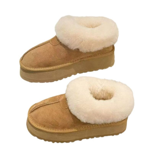 厚底雪地靴女2026秋冬新款加絨加厚東北大棉鞋一腳蹬麵包毛毛鞋子