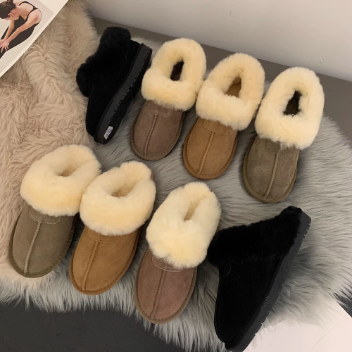 厚底毛毛拖鞋女外穿2025秋冬新款加絨保暖桑坡棉鞋皮毛一體雪地靴