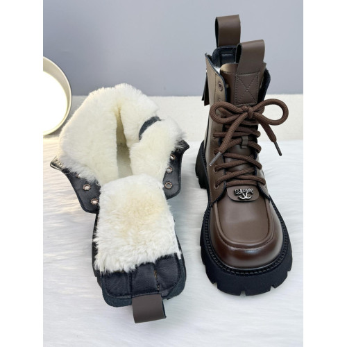 2025冬季白色雪地靴女加厚防滑棉鞋羊毛靴皮毛一體短靴真皮馬丁靴