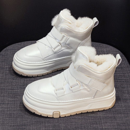 真皮兔毛雪地靴女冬季加絨加厚保暖魔術貼短靴厚底防滑東北大棉鞋 真皮兔毛雪地靴女冬季加絨加厚保暖魔術貼短靴厚底防滑東北大棉鞋