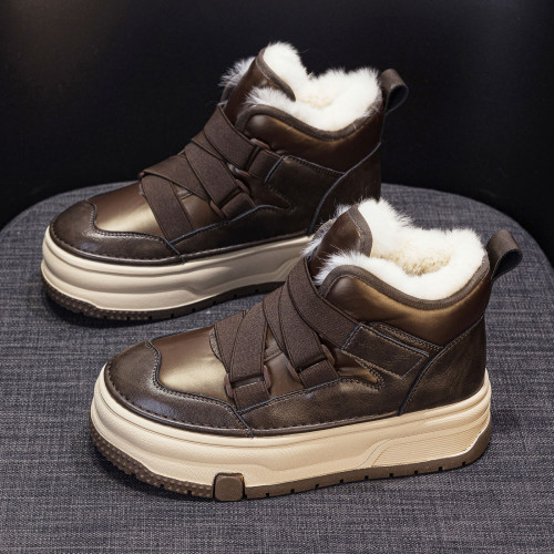 真皮兔毛雪地靴女冬季加絨加厚保暖魔術貼短靴厚底防滑東北大棉鞋 真皮兔毛雪地靴女冬季加絨加厚保暖魔術貼短靴厚底防滑東北大棉鞋