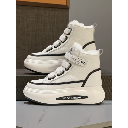 雪地靴女冬季加絨加厚2024新款保暖棉鞋魔術貼休閒厚底高幫小白鞋