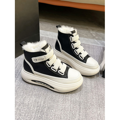 雪地靴女冬季加絨加厚2024新款保暖棉鞋魔術貼休閒厚底高幫小白鞋