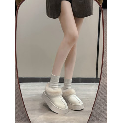 韓版白色雪地靴女款2025新款厚底東北大棉鞋加絨加厚防滑保暖棉靴