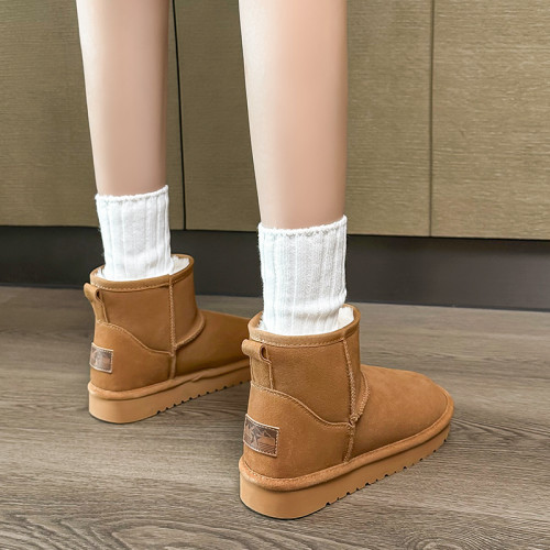 雪地靴女2025新款冬季加絨加厚防滑真皮保暖東北哈爾濱麵包鞋棉鞋