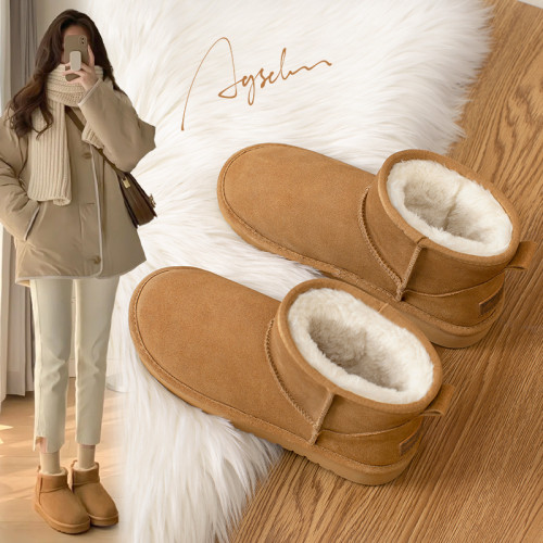 雪地靴女2025新款冬季加絨加厚防滑真皮保暖東北哈爾濱麵包鞋棉鞋