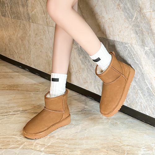 雪地靴女2025新款冬季加絨加厚防滑真皮保暖東北哈爾濱麵包鞋棉鞋