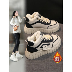 爆款棉鞋2025新款冬季女鞋加絨高幫運動休閒鞋厚底雪地靴保暖短靴