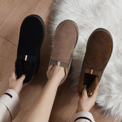 雪地靴女士2024年新款冬季加絨加厚皮毛一體麵包女鞋保暖低幫棉鞋