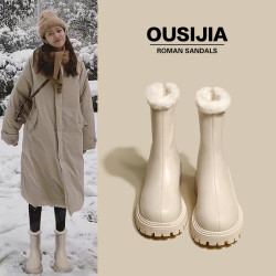 雪地靴女2025新款冬季女鞋加絨防水女款靴子白色短靴保暖冬鞋棉鞋