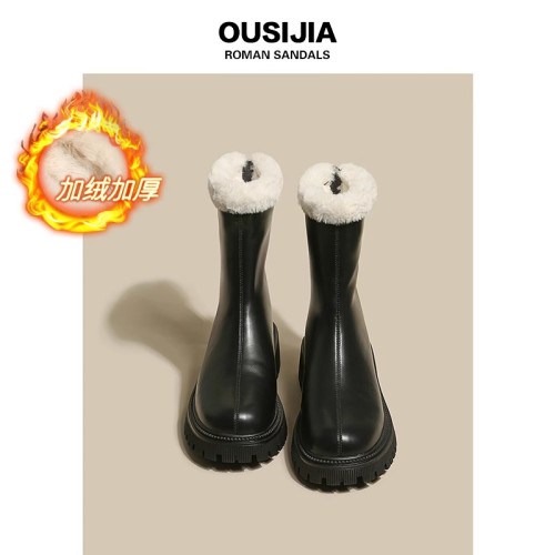 雪地靴女2025新款冬季女鞋加絨防水女款靴子白色短靴保暖冬鞋棉鞋