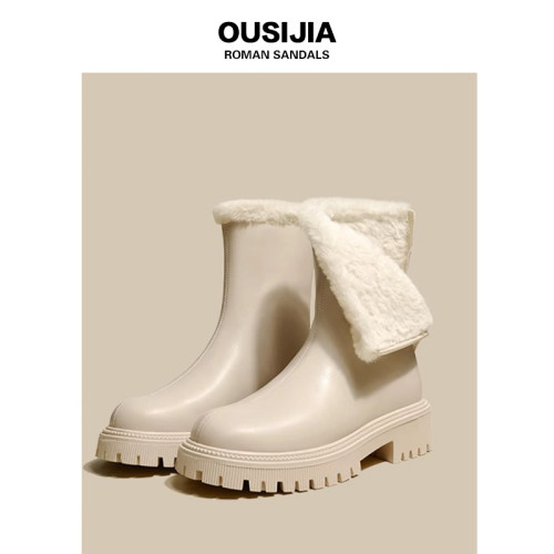 雪地靴女2025新款冬季女鞋加絨防水女款靴子白色短靴保暖冬鞋棉鞋