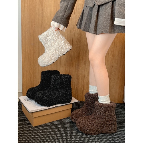 白色加絨加厚厚底雪地靴女款2025新款冬季內增高保暖外穿毛毛棉鞋