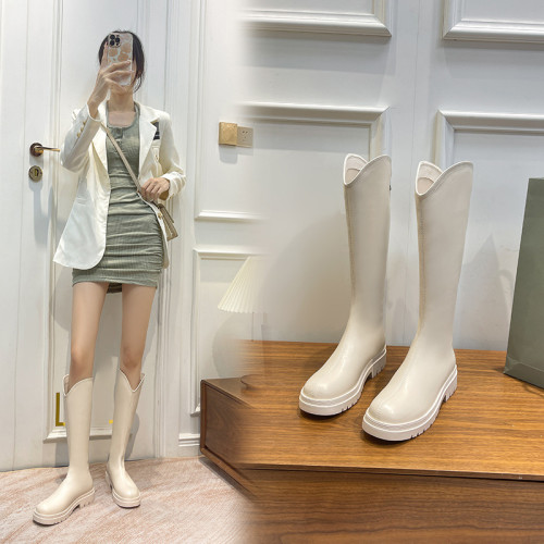 150cm小個子不過膝靴2024秋冬新款粗跟騎士靴小碼323334碼長筒靴