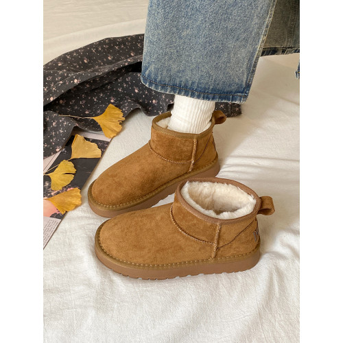 嬌彤 厚底雪地靴女冬季新款加絨加厚短靴防水防滑保暖毛絨棉鞋女