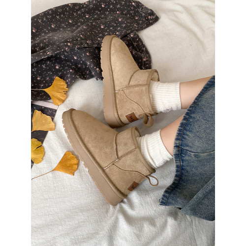 嬌彤 厚底雪地靴女冬季新款加絨加厚短靴防水防滑保暖毛絨棉鞋女