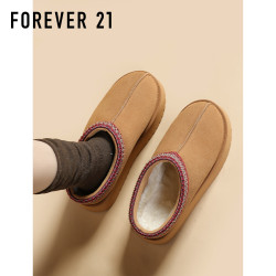 F21牛皮厚底一腳蹬雪地靴女款2025新款冬季加絨加厚保暖防水棉鞋