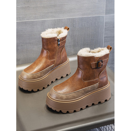 冬季加絨真皮雪地靴女2025新款防水防滑增高厚底加厚東北保暖棉鞋 冬季加絨真皮雪地靴女2025新款防水防滑增高厚底加厚東北保暖棉鞋