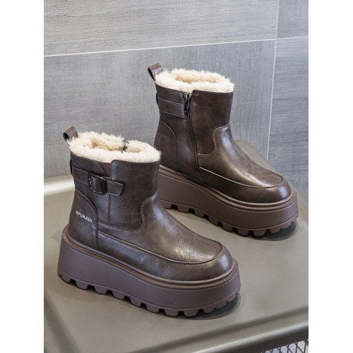 冬季加絨真皮雪地靴女2025新款防水防滑增高厚底加厚東北保暖棉鞋 冬季加絨真皮雪地靴女2025新款防水防滑增高厚底加厚東北保暖棉鞋