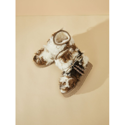 瑪拉沁雪地靴女25秋冬矇古馬毛風毛毛鞋厚底中筒冬季厚底毛毛靴子