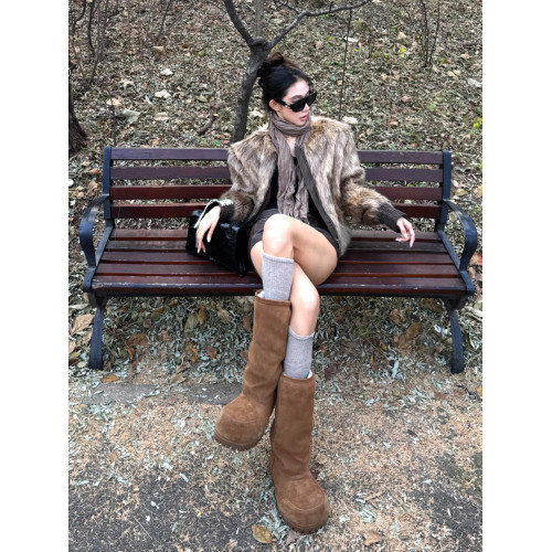 醜萌大頭厚底長筒雪地靴女2026新款冬季靴子加絨加厚保暖高筒棉靴