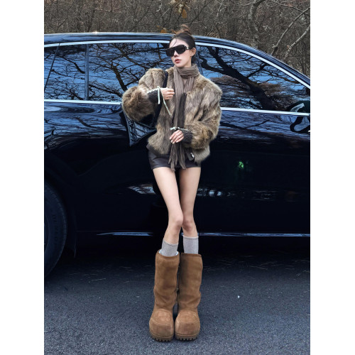 醜萌大頭厚底長筒雪地靴女2026新款冬季靴子加絨加厚保暖高筒棉靴