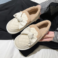 毛毛鞋女冬外穿加絨2025年新款加厚保暖雪地靴一腳蹬豆豆棉鞋