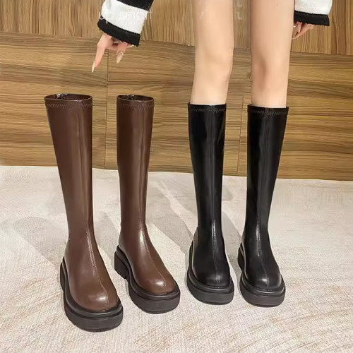 不過膝長靴女2025新款小腿圍長筒靴包腿瘦瘦靴厚底騎士靴高筒靴女