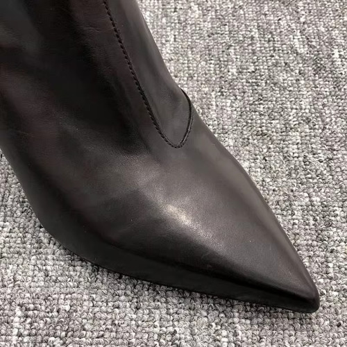 歐洲站尖頭細跟杏色短靴女高跟鞋秋2026年秋冬新款真皮鞋鏈條靴子