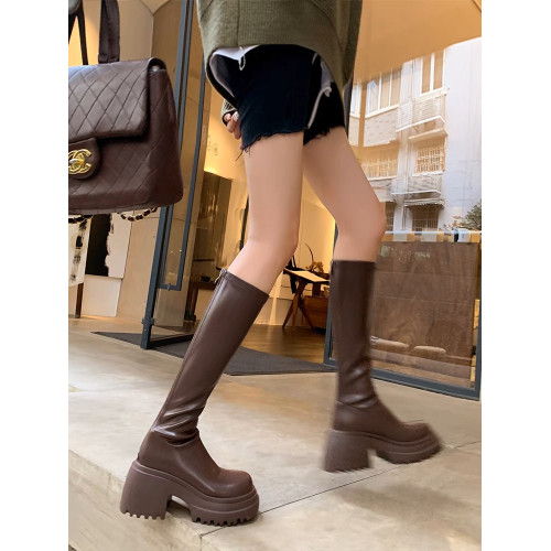 百搭彈力瘦瘦靴2024秋冬厚底增高新款小個子長筒靴女不過膝騎士靴 百搭彈力瘦瘦靴2024秋冬厚底增高新款小個子長筒靴女不過膝騎士靴