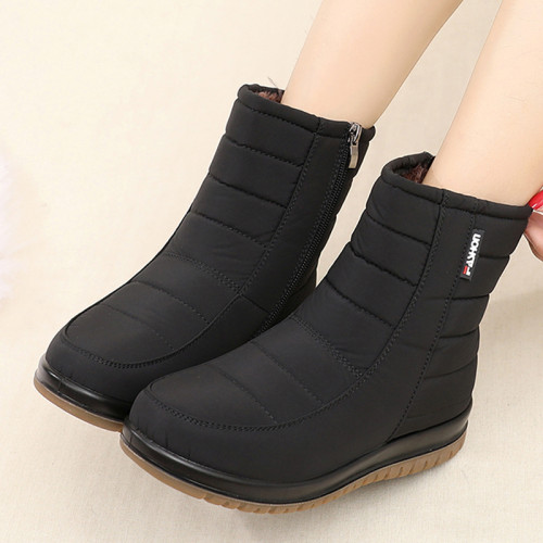老北京雪地靴女防水防滑平底媽媽加絨加厚保暖中年媽媽棉鞋冬防寒