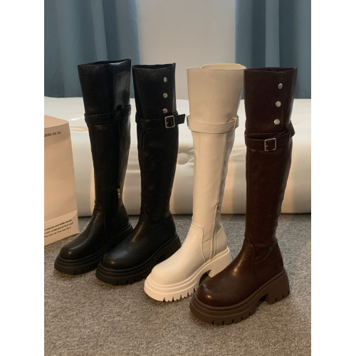 過膝長筒靴女款2026新款超火靴子春季加絨黑色高筒靴白色絕美鞋子