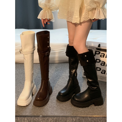 過膝長筒靴女款2026新款超火靴子春季加絨黑色高筒靴白色絕美鞋子