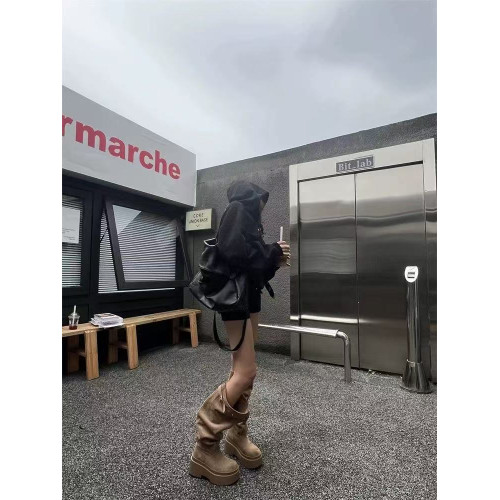 長筒靴女夏季2025新款小個子厚底增高長靴大西北穿搭棕色堆堆靴子